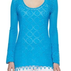 Lilly Pulitzer teal sweater beach coverup